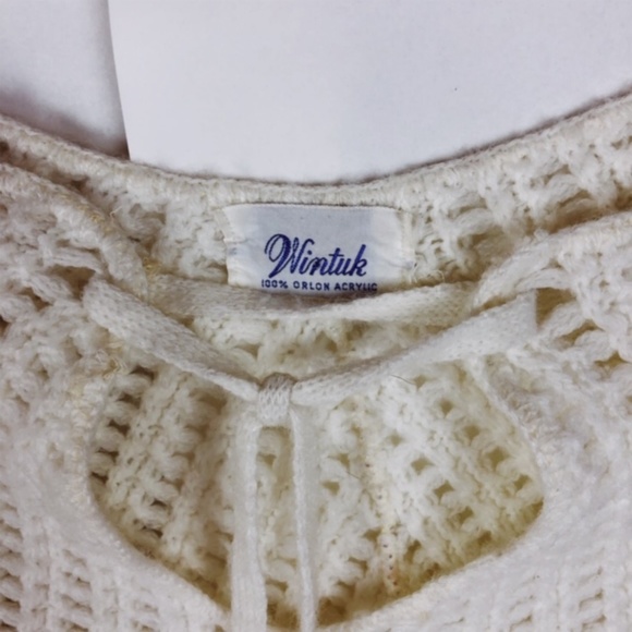 VINTAGE WINTUK WHITE IVORY PONCHO CAPE - Picture 3 of 5